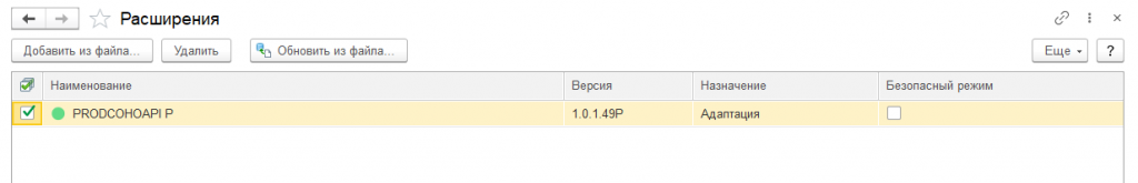 Список расширений